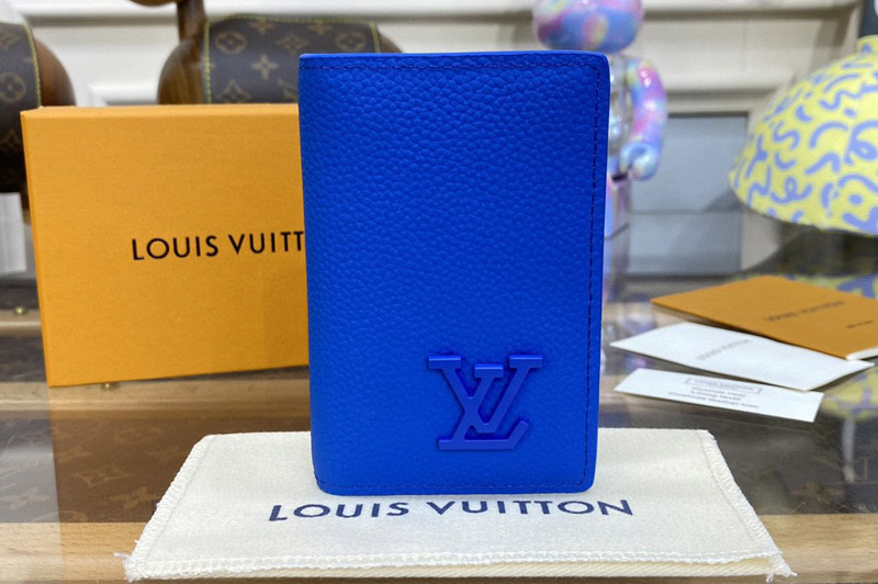 Louis Vuitton M82275 LV Pocket Organizer Wallet in Blue Leather