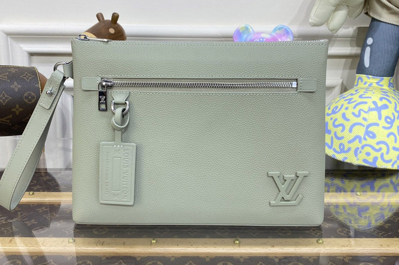 Louis Vuitton M82271 LV Takeoff Pouch In Grey Cowhide leather