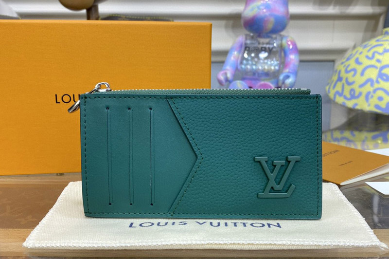 Louis Vuitton M82281 LV Coin Card Holder in Evergreen Leather