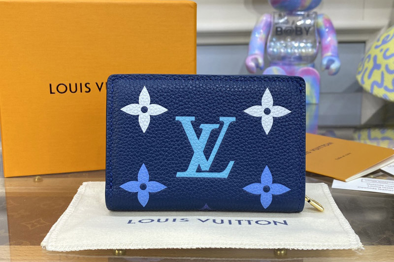 Louis Vuitton M82329 LV Cléa wallet in Gradient Blue Monogram Empreinte embossed supple grained cowhide leather