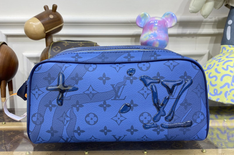 Louis Vuitton M82337 LV Dopp Kit toiletry bag in Blue Monogram Aquagarden coated canvas