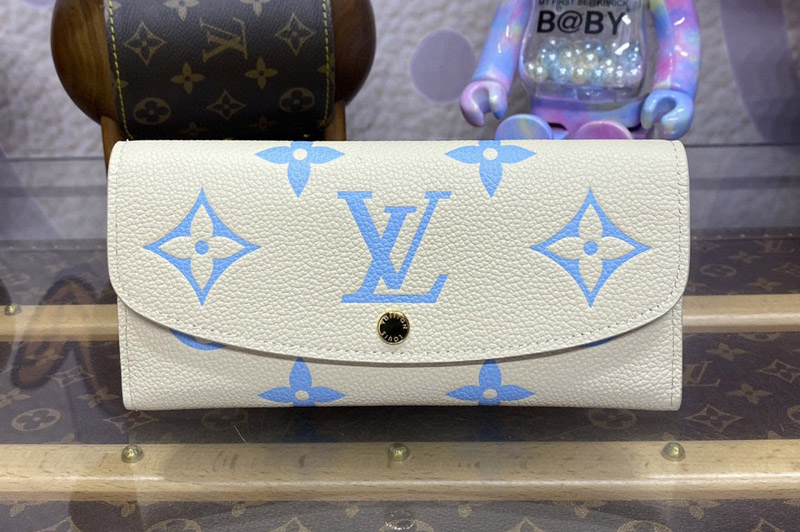 Louis Vuitton M82341 LV Emilie Wallet in White/Blue Monogram Empreinte Leather