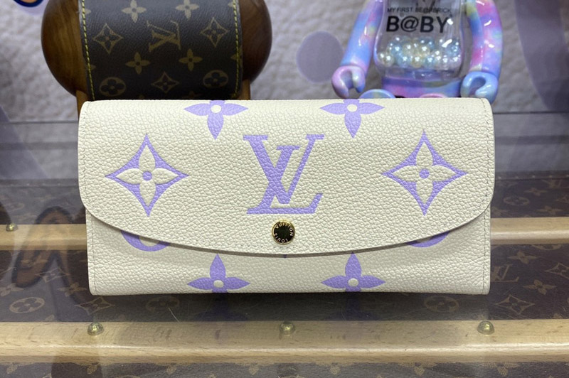 Louis Vuitton M82341 LV Emilie Wallet in White/Purple Monogram Empreinte Leather