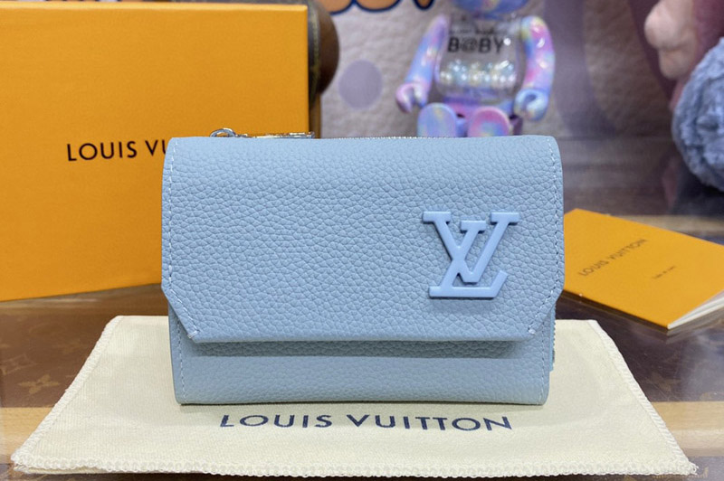 Louis Vuitton M81740 LV Slender Pilot Wallet in Blue LV Aerogram cowhide leather