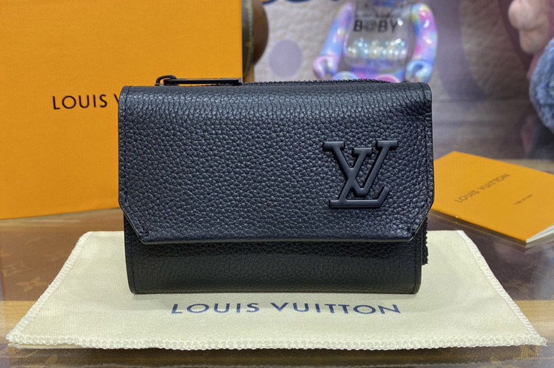 Louis Vuitton M81740 LV Slender Pilot Wallet in Black LV Aerogram cowhide leather