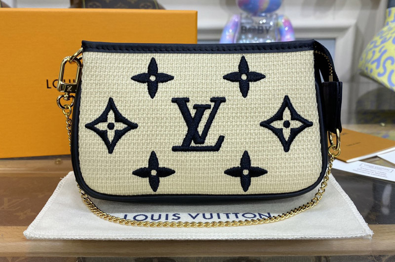 Louis Vuitton M82472 LV Mini Pochette Accessoires in Black Lotus cotton