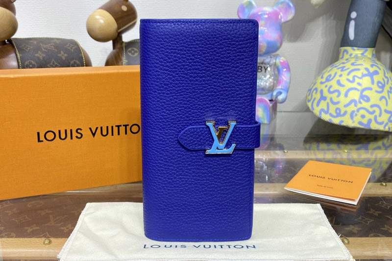 Louis Vuitton M82441 LV Vertical wallet in Blue Taurillon leather
