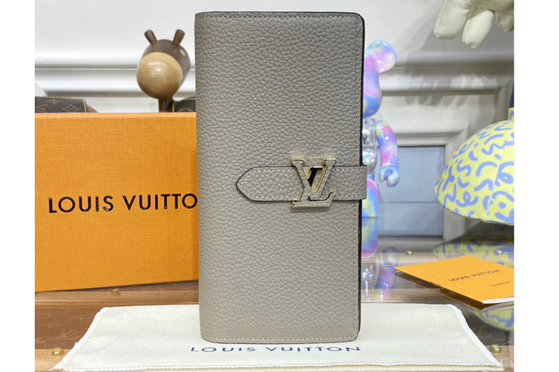 Louis Vuitton M81367 LV Vertical wallet in Gray Taurillon leather