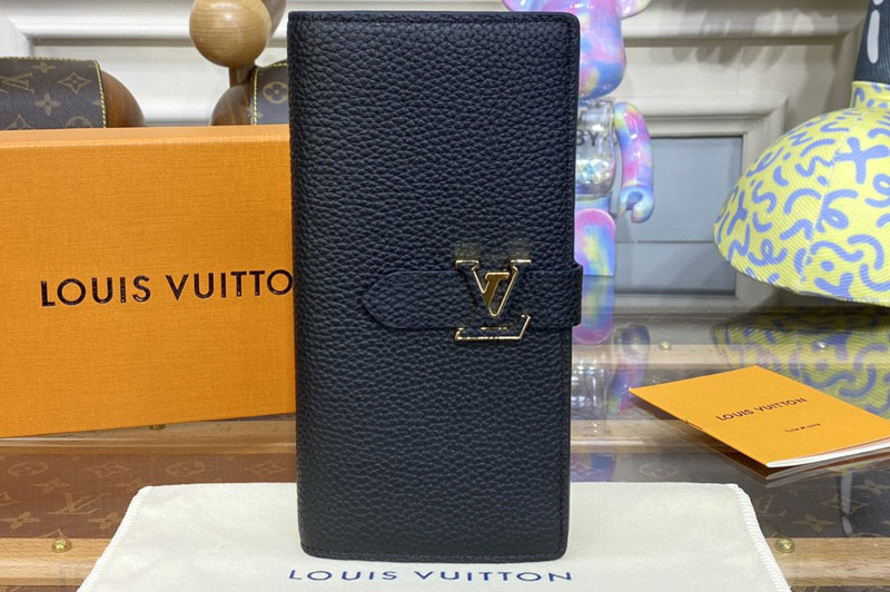 Louis Vuitton M81330 LV Vertical wallet in Black Taurillon leather