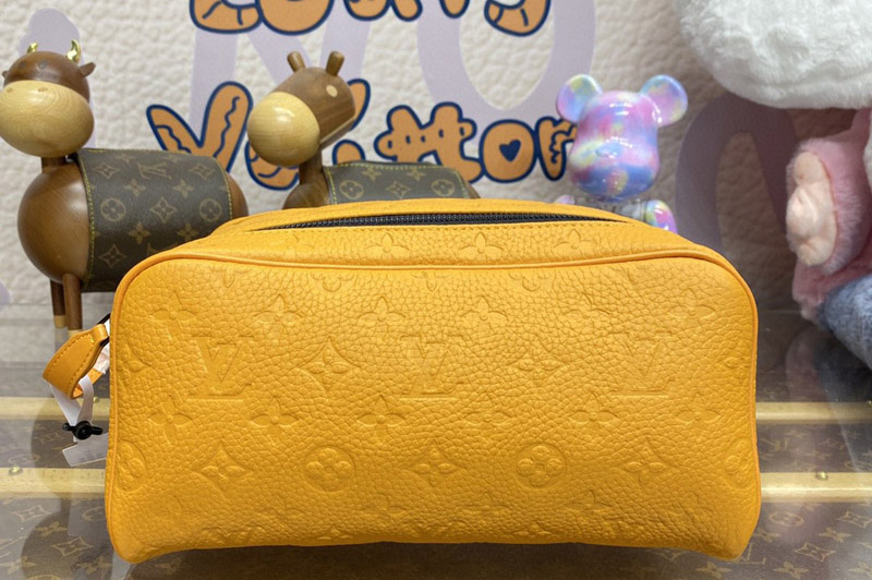 Louis Vuitton M82576 LV Dopp Kit Bag in Yellow Taurillon Monogram embossed cowhide leather