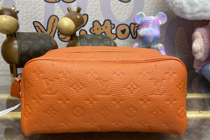 Louis Vuitton M82576 LV Dopp Kit Bag in Orange Taurillon Monogram embossed cowhide leather
