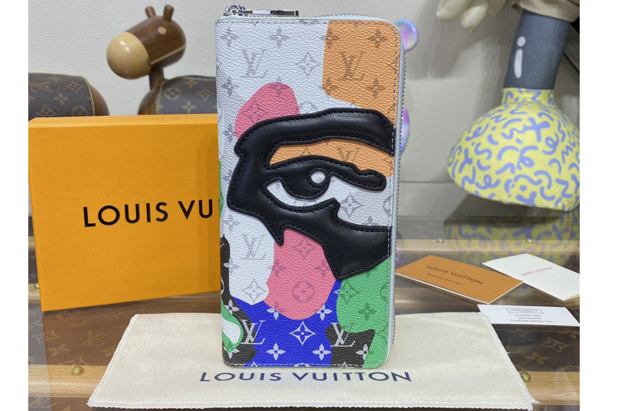 Louis Vuitton M82590 LV Zippy Vertical Wallet in Multicolor Monogram cowhide leather