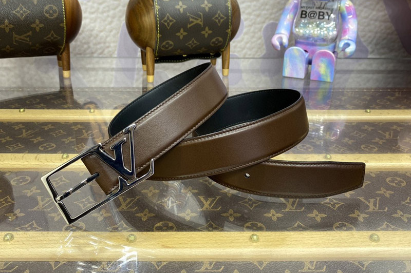 Louis Vuitton M8266V LV Skyline 35mm Belt in Brown Napa leather With Silver
