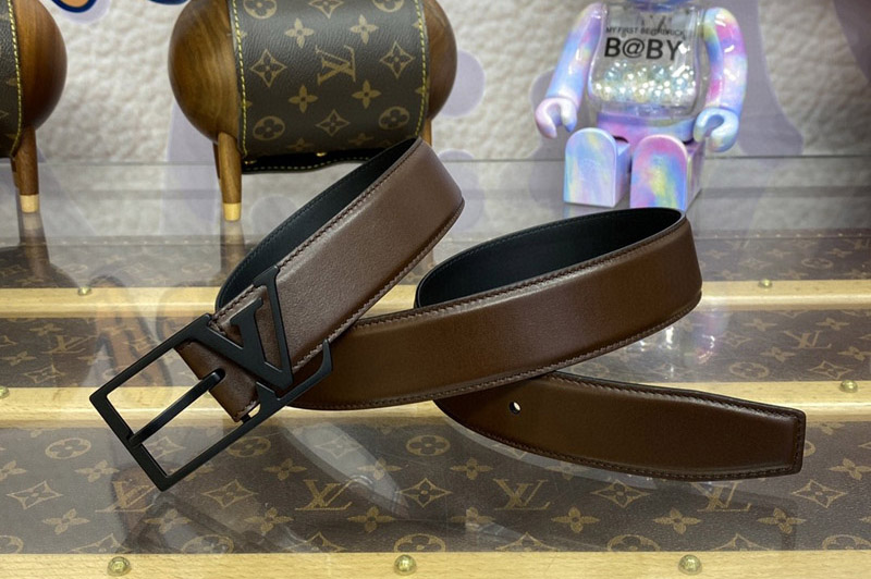 Louis Vuitton M8266V LV Skyline 35mm Belt in Brown Napa leather With Black