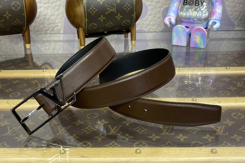 Louis Vuitton M8266V LV Skyline 35mm Belt in Brown Napa leather With Black