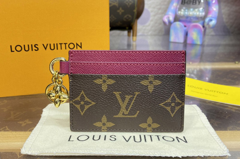 Louis Vuitton M82739 LV Charms Card Holder in Monogram coated canvas With Rose