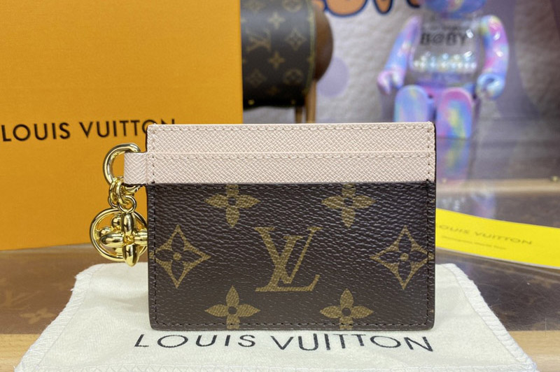 Louis Vuitton M82739 LV Charms Card Holder in Monogram coated canvas With Pink