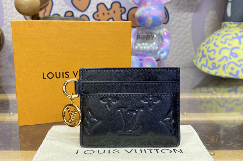 Louis Vuitton M82748 LV Card Holder in Black Monogram-embossed lambskin