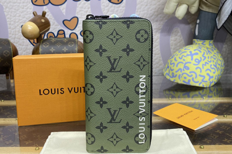 Louis Vuitton M82799 LV Zippy Vertical Wallet in Green Monogram canvas