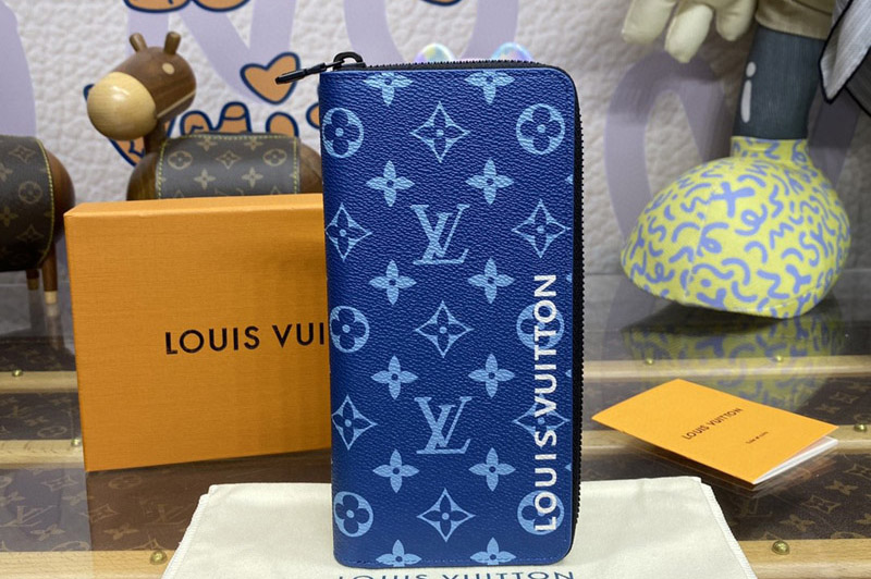 Louis Vuitton M82799 LV Zippy Vertical Wallet in Blue Monogram canvas