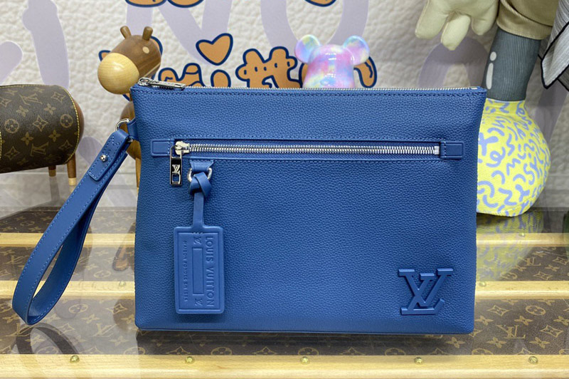 Louis Vuitton M82813 LV Takeoff Pouch In Atlantic Blue Cowhide leather