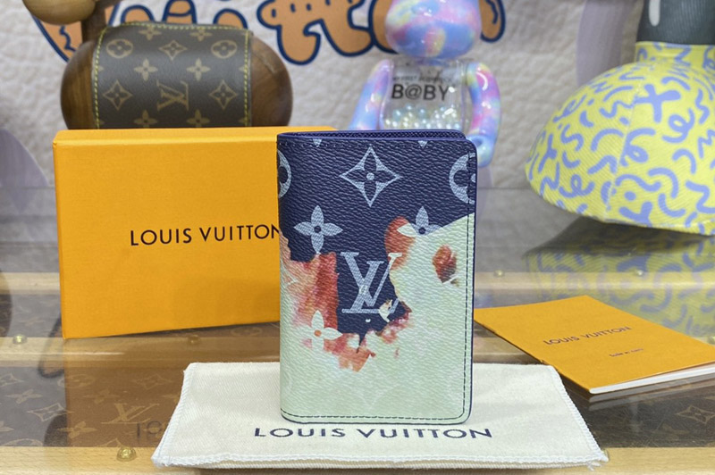 Louis Vuitton M82828 LV Pocket Organizer in Ink Blue Monogram Bleach coated canvas
