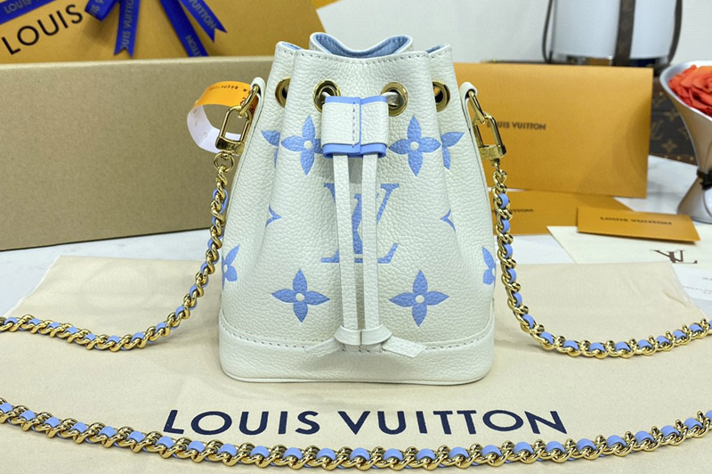 Louis Vuitton M82933 LV Nano Noe bag in Latte White/Bubble Tea Mauve Monogram Empreinte leather