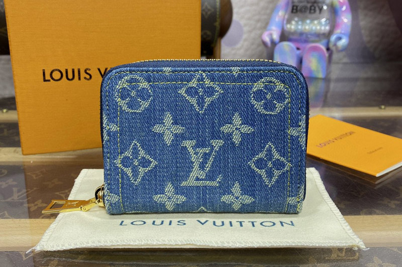 Louis Vuitton M82957 LV Zippy Coin Purse in Denim Blue Monogram Denim