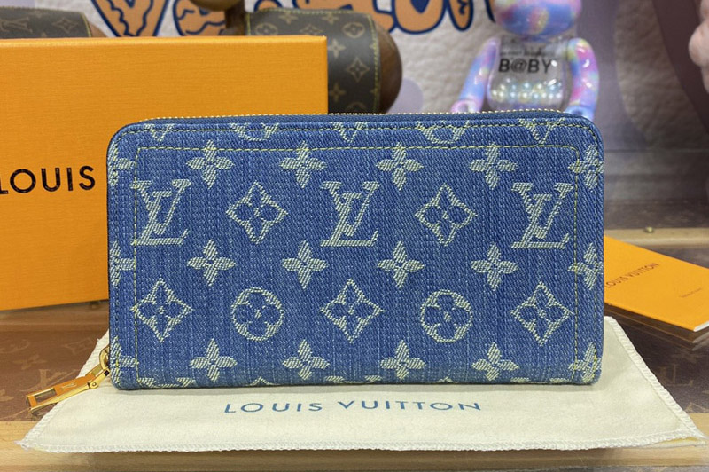 Louis Vuitton M82958 LV Zippy Wallet in Denim Blue Monogram Denim