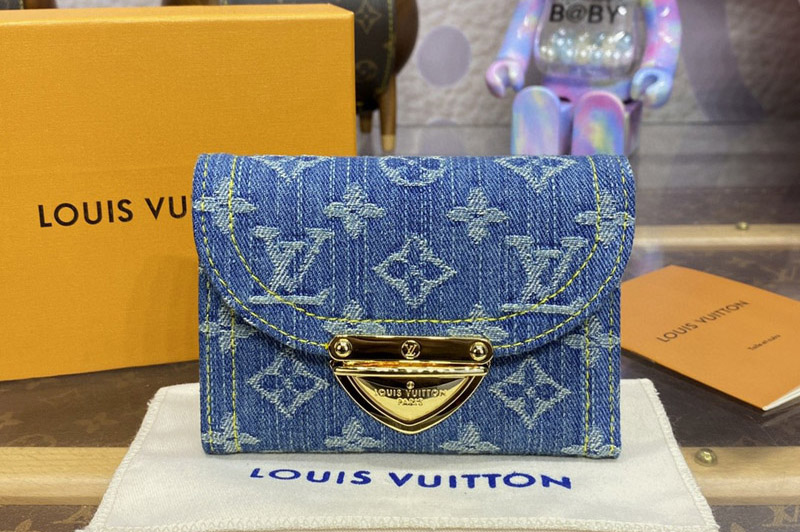 Louis Vuitton M82959 LV Victorine Wallet in Blue Monogram Denim canvas