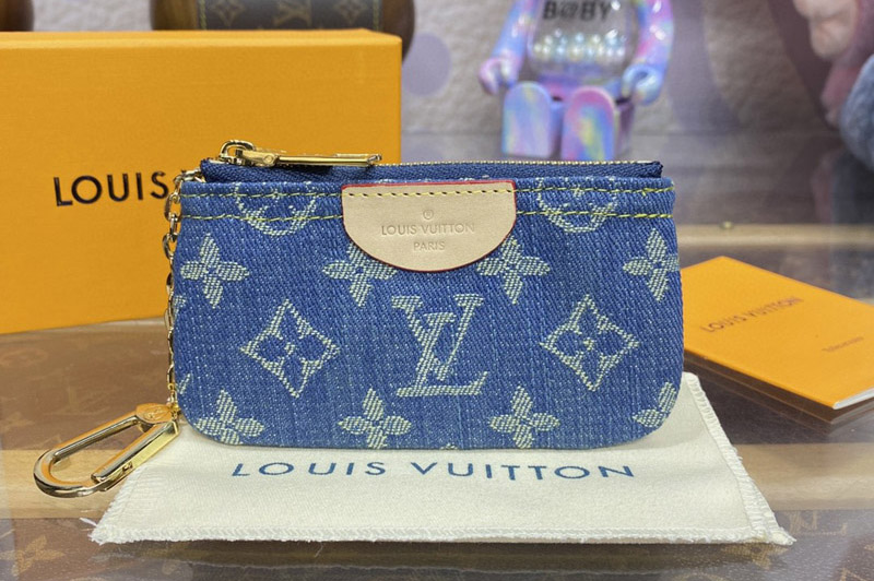 Louis Vuitton M82961 LV Key Pouch in Denim Blue Monogram Denim