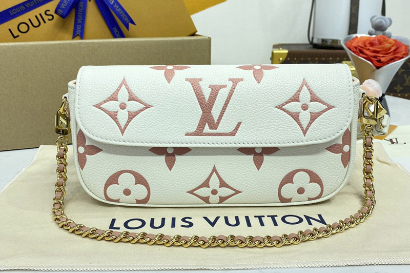 Louis Vuitton M83026 LV Wallet on Chain Ivy in Latte White / Chamallow Pink Monogram Empreinte leather