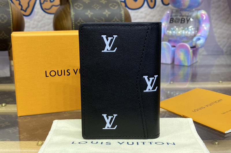 Louis Vuitton M83192 LV Pocket Organizer in Black/Silver Calfskin