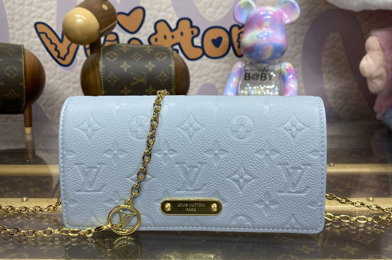 Louis Vuitton M83233 LV Lily wallet on chain Bag in Blue Hour Monogram Empreinte leather