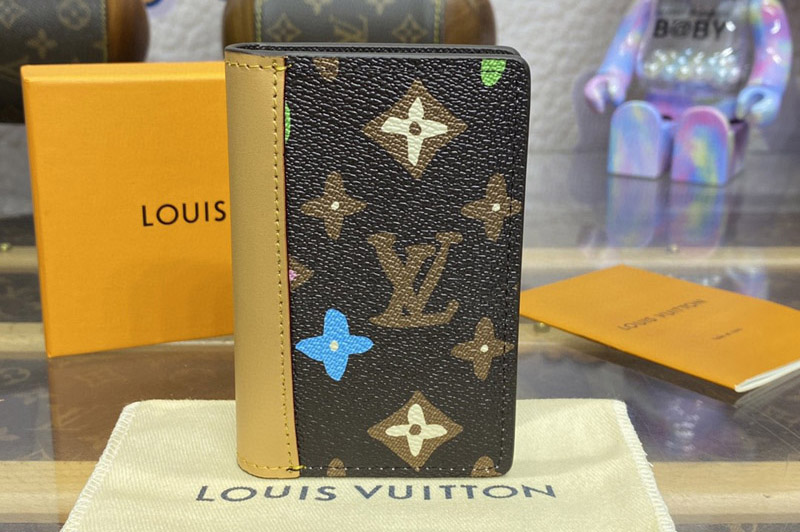 Louis Vuitton M83337 LV Pocket Organizer Wallet in Chocolate Monogram Craggy coated canvas