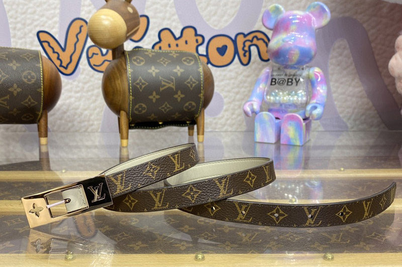 Louis Vuitton M8370U LV Duo 18MM Reversible Belt With Rose Gold Buckle