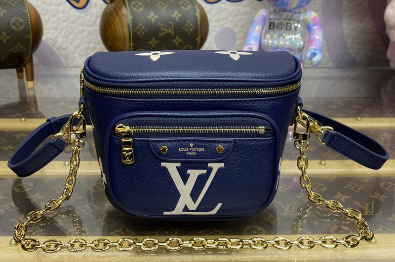 Louis Vuitton M85636 LV Mini Bumbag in Navy Blue/Cream Monogram Empreinte leather