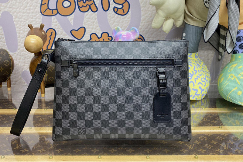 Louis Vuitton N40505 LV Takeoff Pouch in Damier Graphite coated canvas