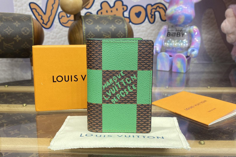 Louis Vuitton N40613 LV Pocket Organizer in Green Damier Pop coated canvas