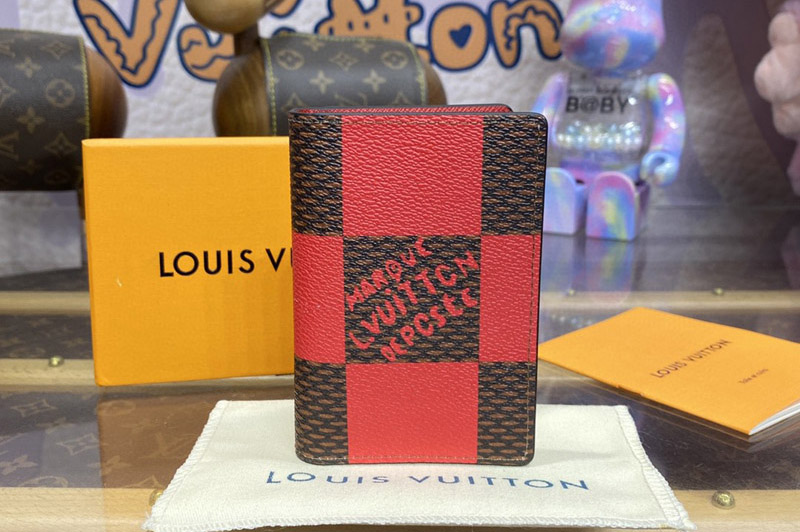 Louis Vuitton N40614 LV Pocket Organizer in Red Damier Pop coated canvas