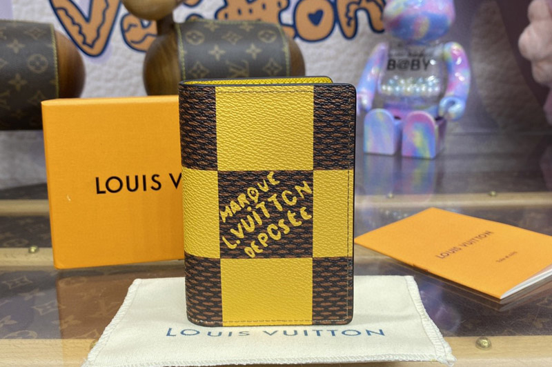 Louis Vuitton N40596 LV Pocket Organizer in Yellow Damier Pop coated canvas