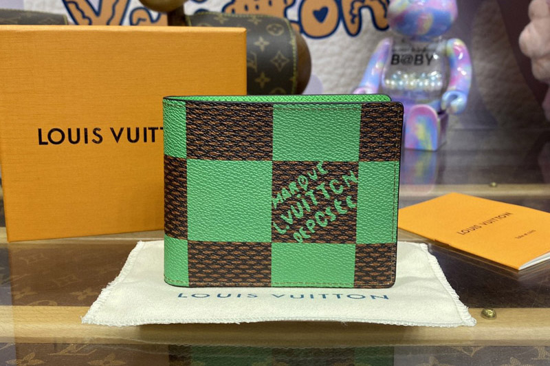 Louis Vuitton N40542 LV Multiple Wallet in Green Damier Pop coated canvas