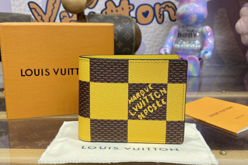 Louis Vuitton N40542 LV Multiple Wallet in Yellow Damier Pop coated canvas