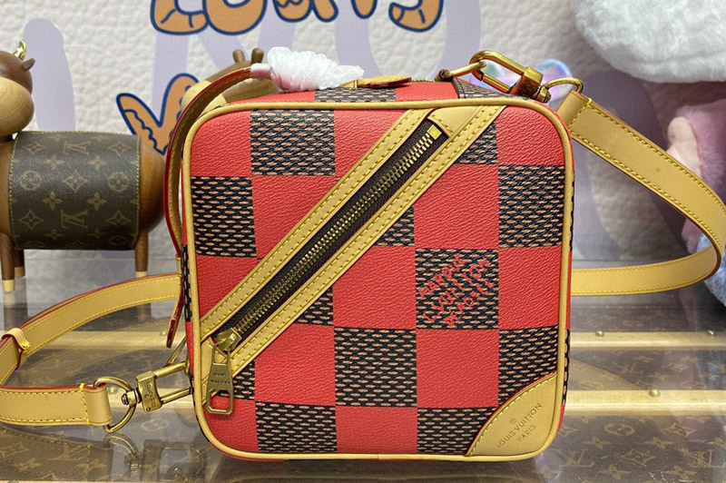 Louis Vuitton N40561 LV Chess Messenger bag in Damier Pop coated canvas With Red