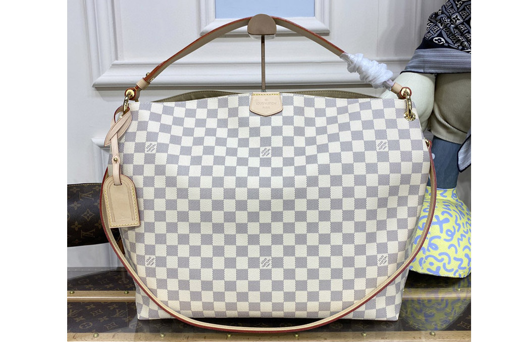 Louis Vuitton N42232 LV Delightful MM Shoulder Bag in Damier Azur Canvas