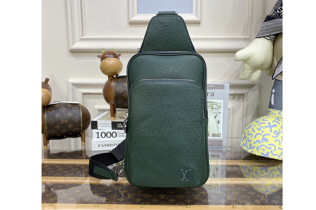 Louis Vuitton N46345 LV Avenue Slingbag Bag in Green Taiga cowhide leather