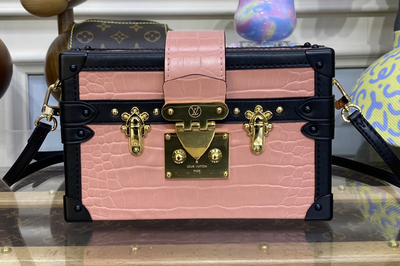 Louis Vuitton N94243 LV Petite Malle handbag in Pink Brilliant Alligator leather