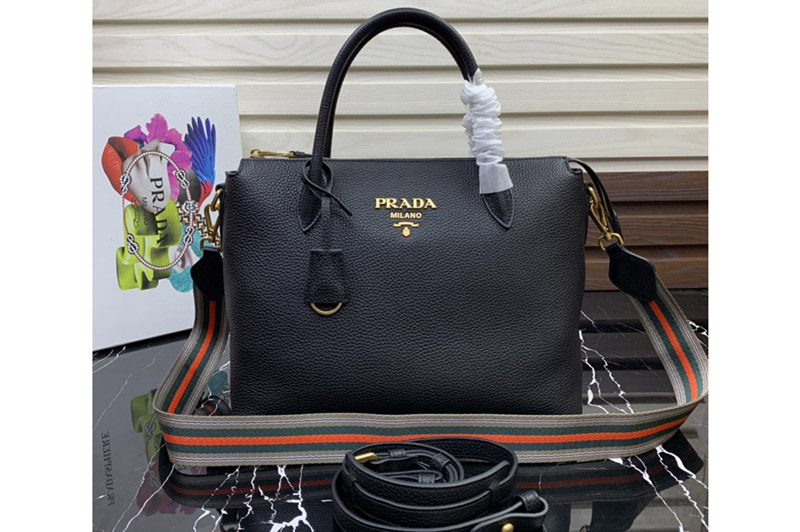 Prada 1BA157 2Way Tote Bag in Black Leather