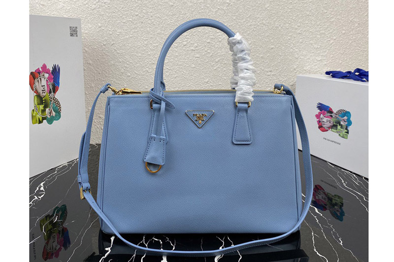 Prada 1BA274 Large Prada Galleria Saffiano leather bag in Blue Leather