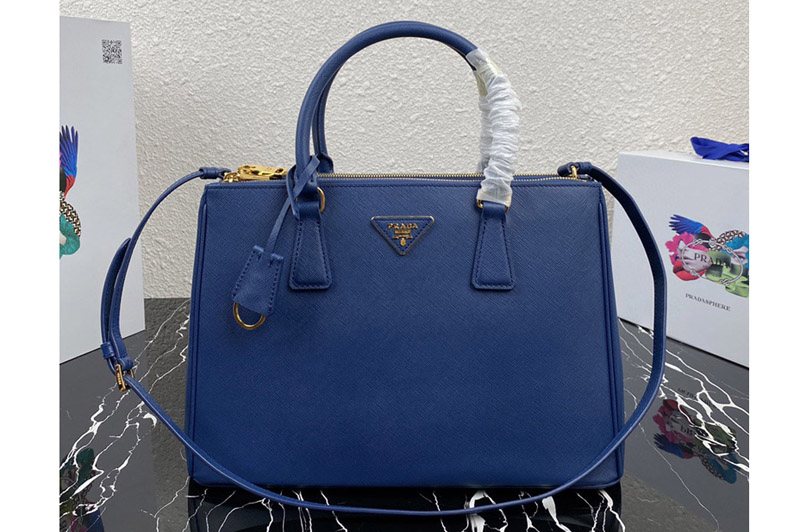 Prada 1BA274 Large Prada Galleria Saffiano leather bag in Dark Blue Leather